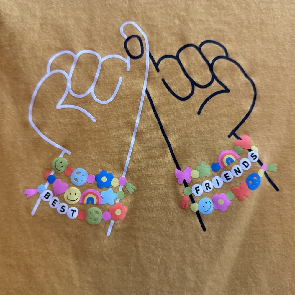 EUC - Cat & Jack - yellow BFF Best Friends T-shirt - Sz 6 - 6x - Picture 3 of 4